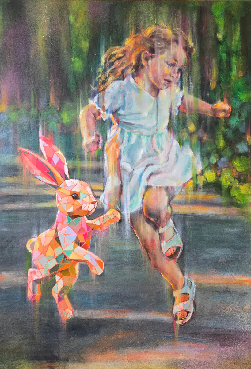 Ljusets Lek och Rörelse - Olja - Conceptual - 70×100 cm av Lana Blink