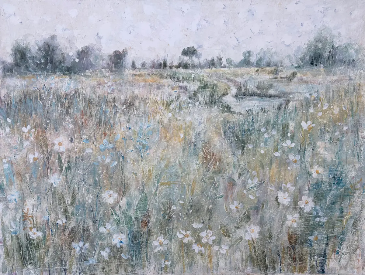 Silverängen- landskap - Olja - Impressionism - 80×60 cm av Selene Caspian