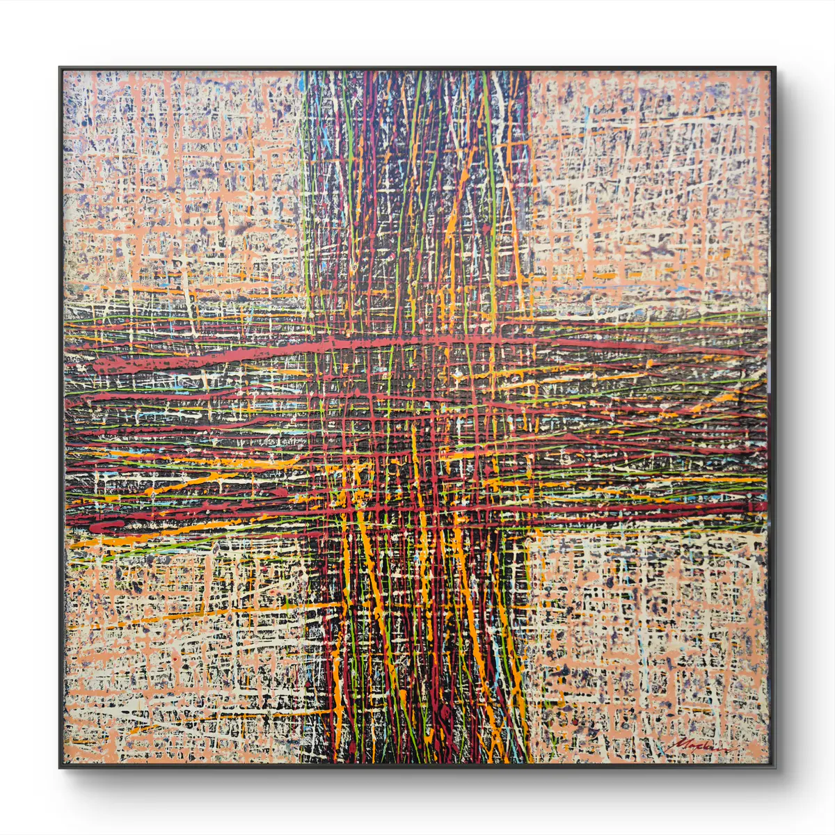 Korsande Färger: Polykromt Samspel - Olja - 100×100 cm av Vadim Markin