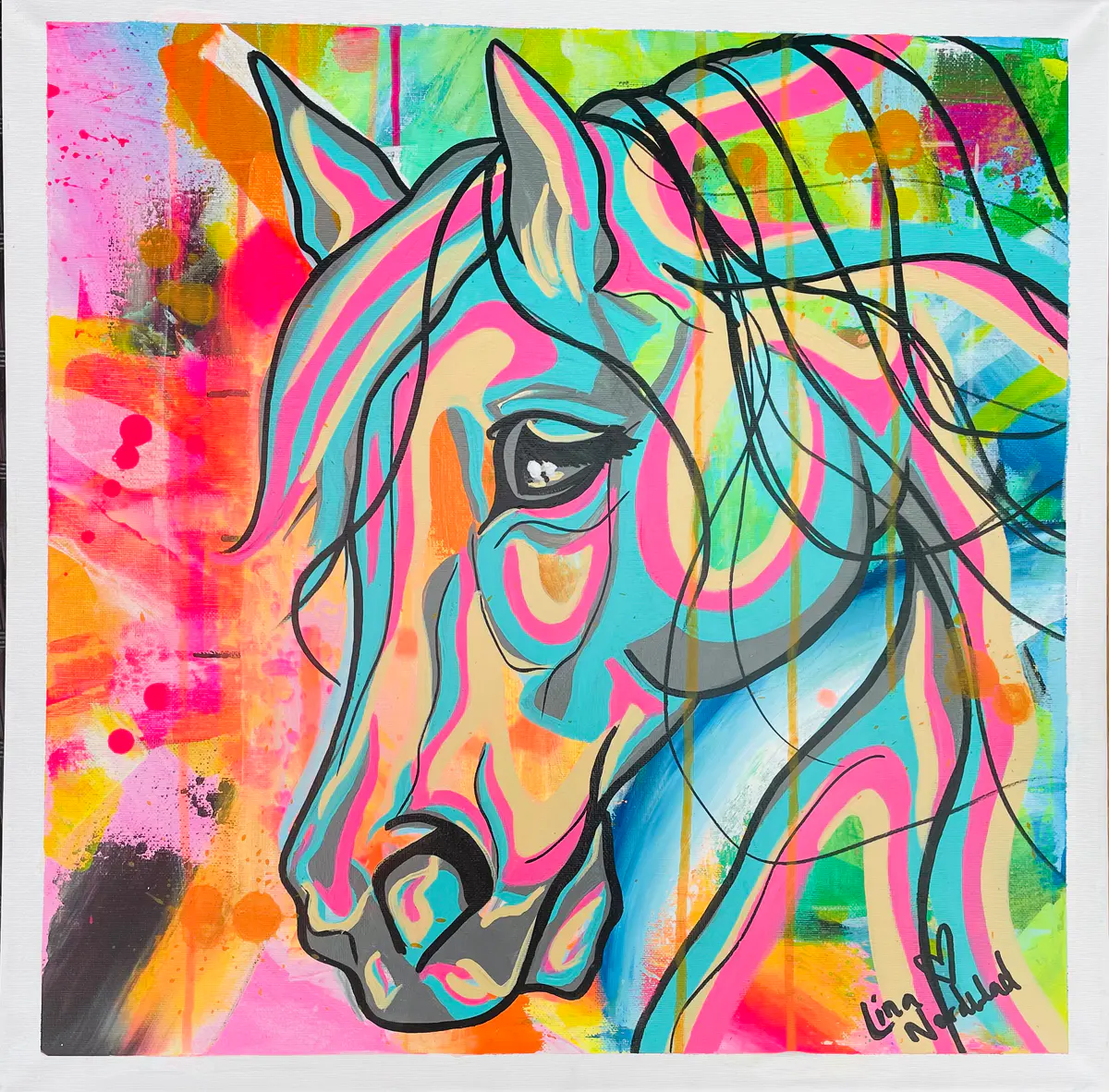 Neon spirit - Akryyli - Abstract Expressionism - 50×50 cm taiteilija Lina A Nordblad