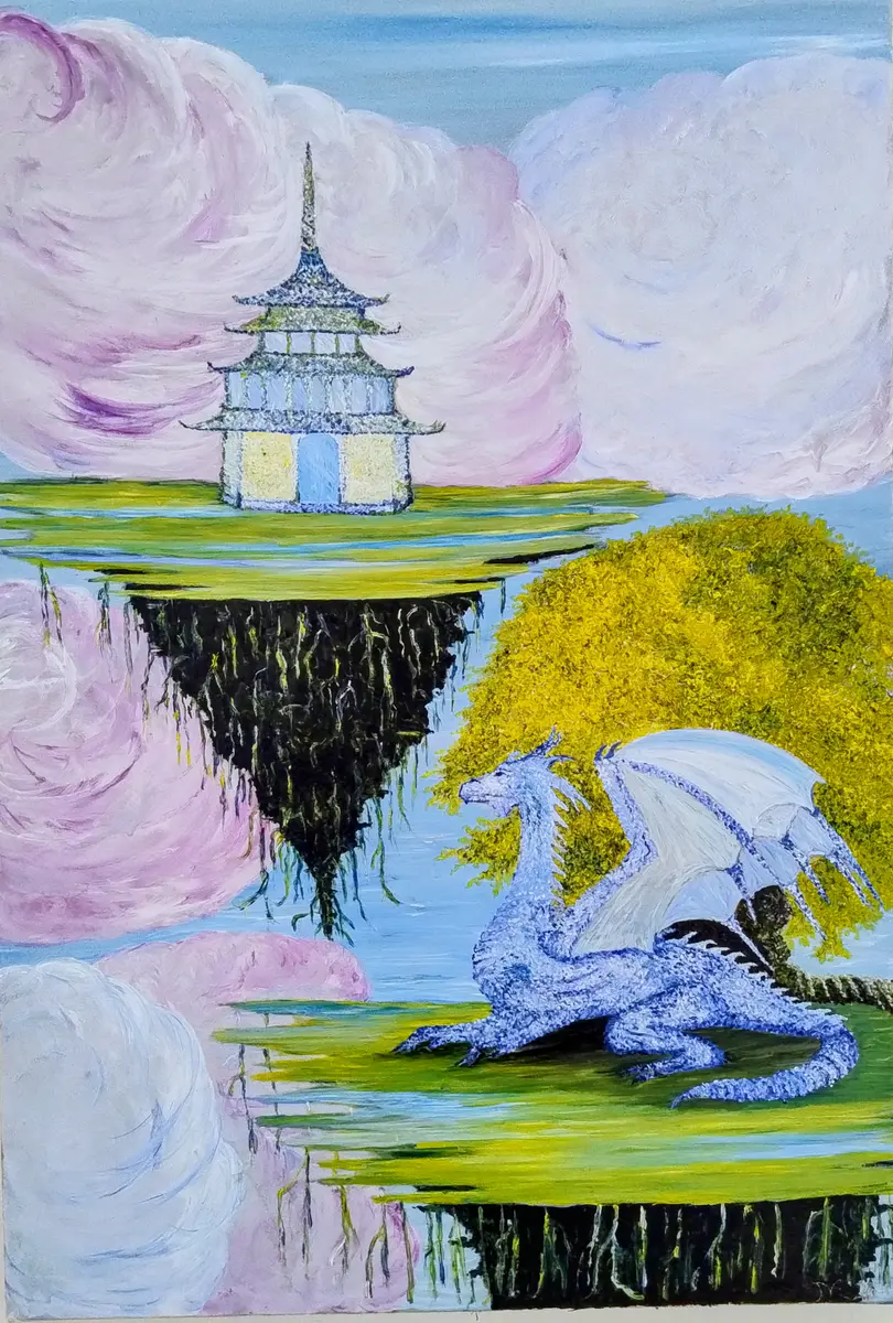 The Magical Dragon - Olja - Impressionism - 50×80 cm av Ateliemaloucametthe