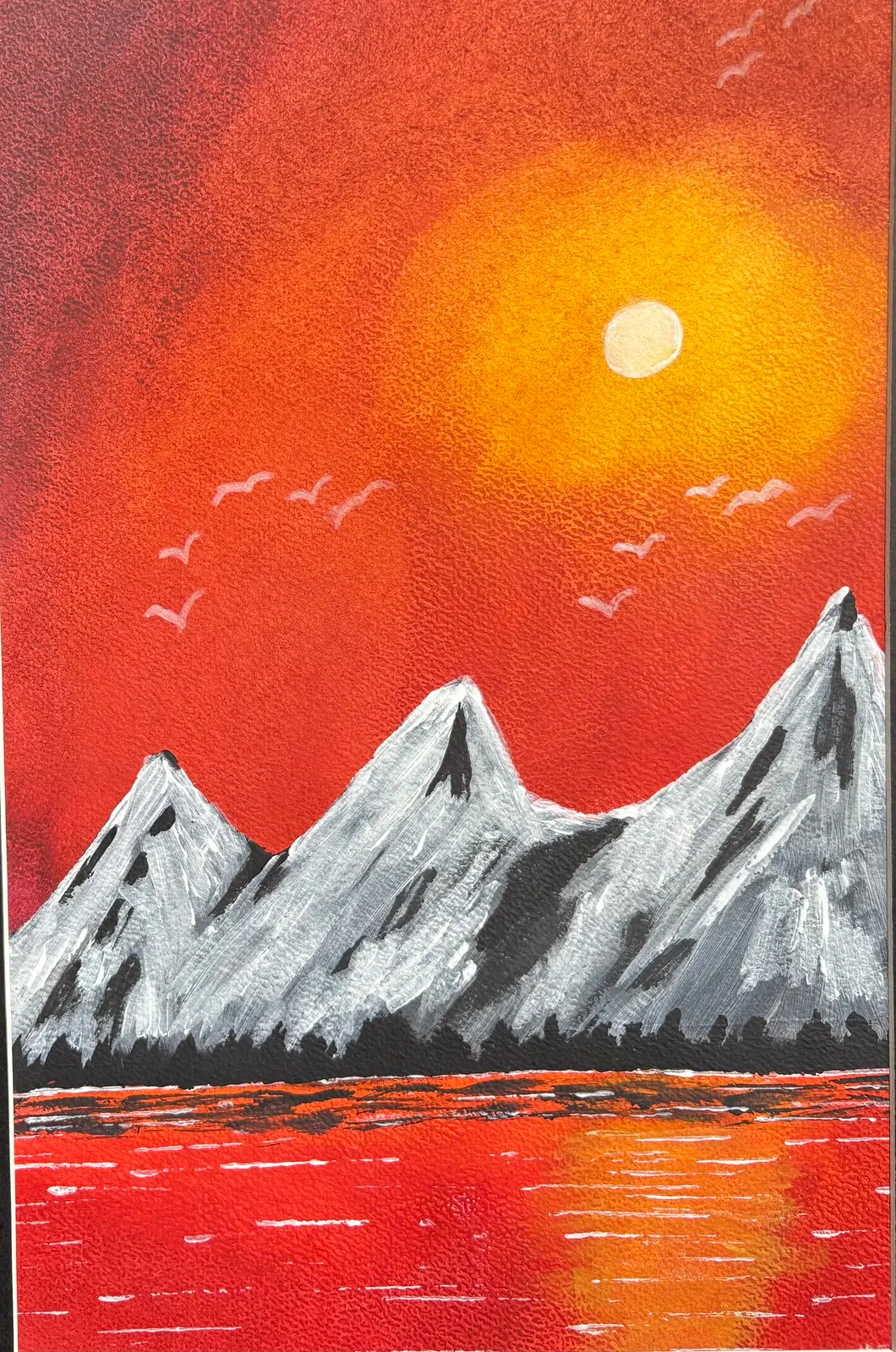 Eldhimmel över fjäll - Acryl door Ann-Christin (Acmpainting) Martinsson