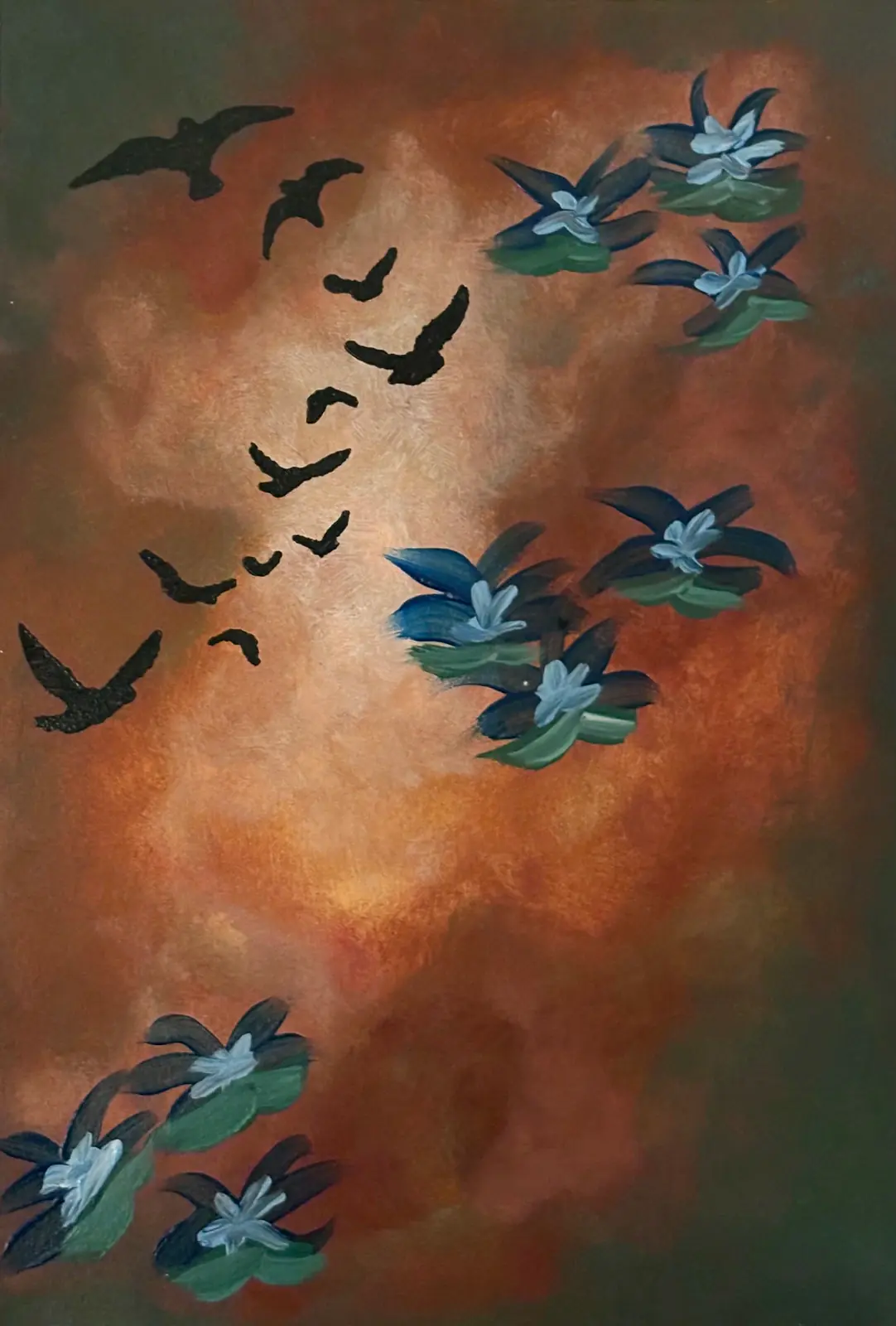 Flyttfåglarna - Akryyli taiteilija Ann-Christin (Acmpainting) Martinsson