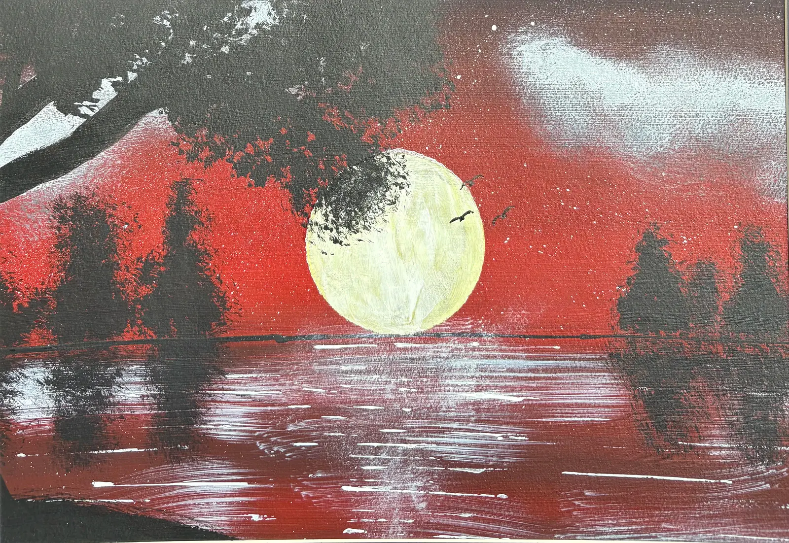 Röd natt - Acryl door Ann-Christin (Acmpainting) Martinsson