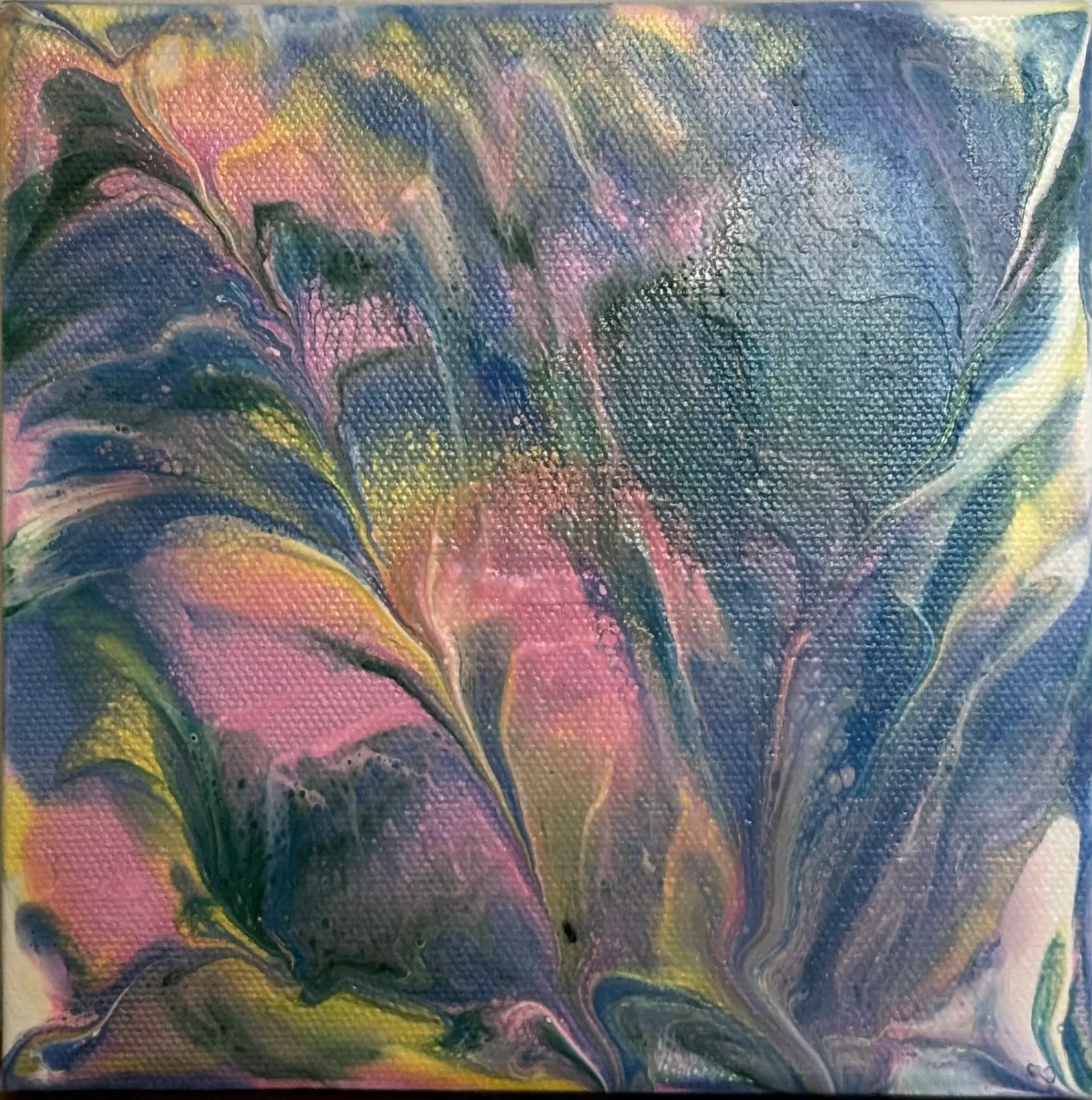 Rosagul blomma - Akryyli taiteilija Ann-Christin (Acmpainting) Martinsson