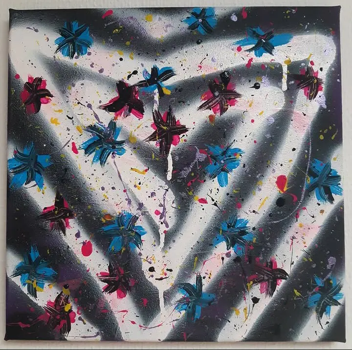 Kontrollerat kaos - Akryyli - Abstract Expressionism - 30×30 cm taiteilija INA