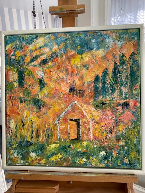 Höstens Färgsymfoni - Olja - Abstract Expressionism - 50×50 cm av Ingeborg Blomfeldt
