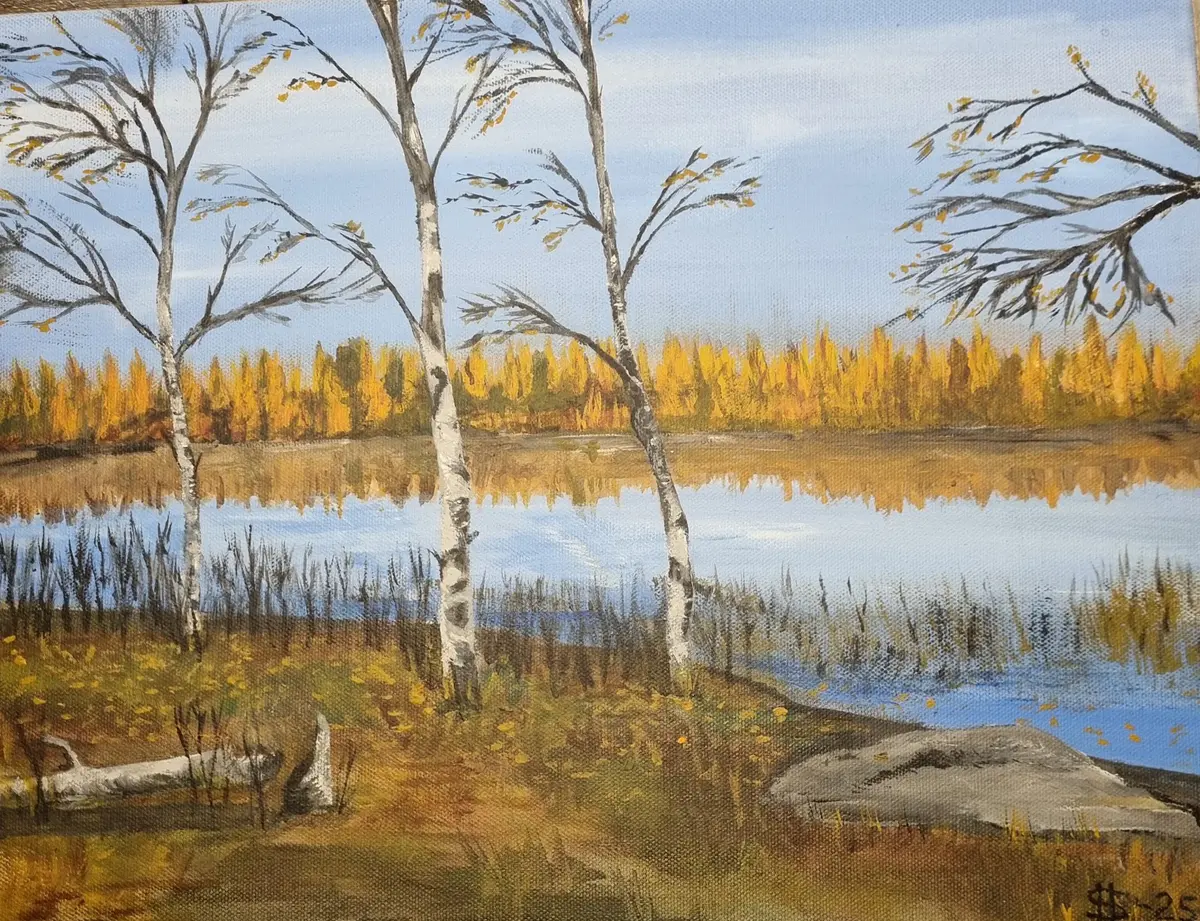 Höst vid vuontisjärvi - Akryl - Landscape - 41×33 cm av Håkan Siggemo
