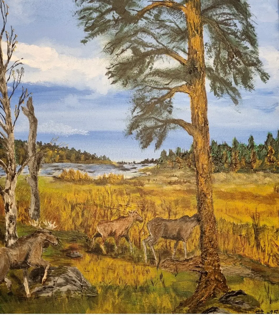 Skogens stillhet och livets rörelse - Akryl - Landscape - 33×41 cm av Håkan Siggemo