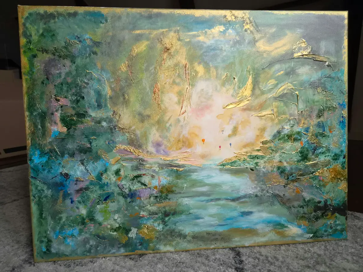 Emerald flight - Akryl - Abstract Expressionism - 80×60 cm av Lisa Lithman