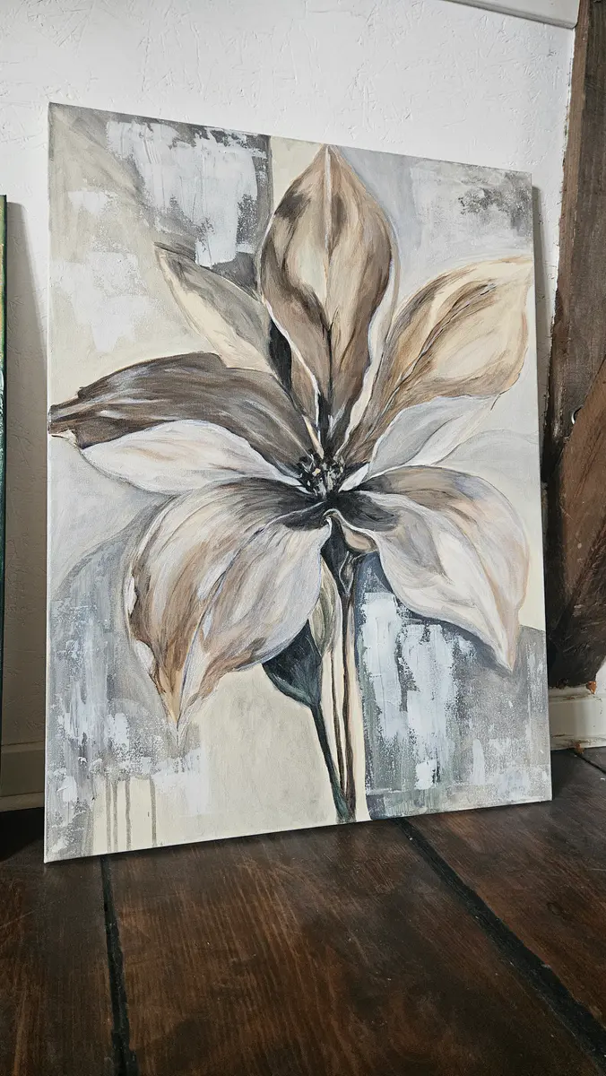 Lilja i grafit - Akryl - Abstract Expressionism - 60×80 cm av Lisa Lithman