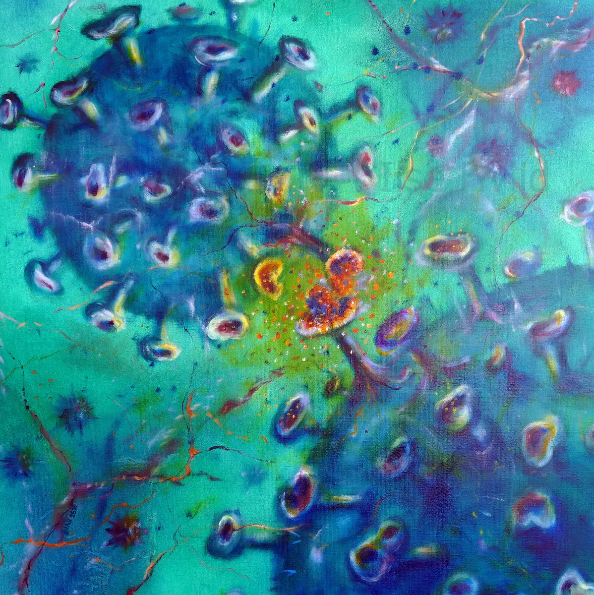 Vi-Rus - Olja - Expressionism - 65×65 cm av Ilse Hviid