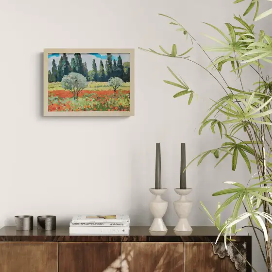 Olive Trees and Poppy Bloom/ Framed thumbnail 7