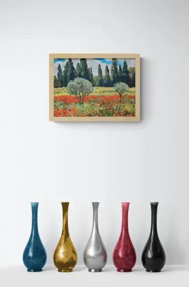 Olive Trees and Poppy Bloom/ Framed thumbnail 9