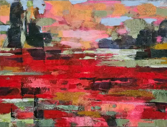 Poppies in Passing – Acrylic by Tatiana Hellum