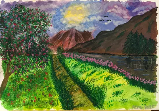 Den slumrande vulkanen - Akryyli taiteilija Ann-Christin (Acmpainting) Martinsson