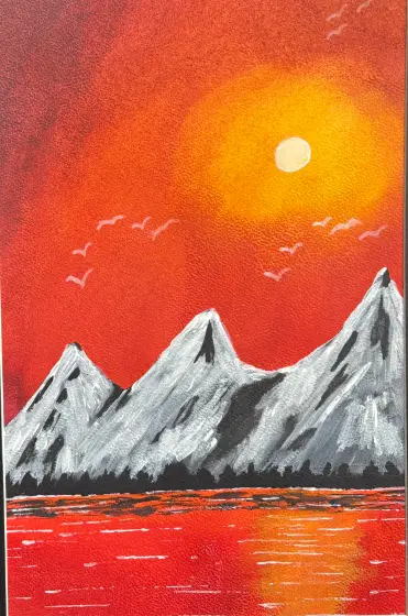 Eldhimmel över fjäll - Acryl door Ann-Christin (Acmpainting) Martinsson