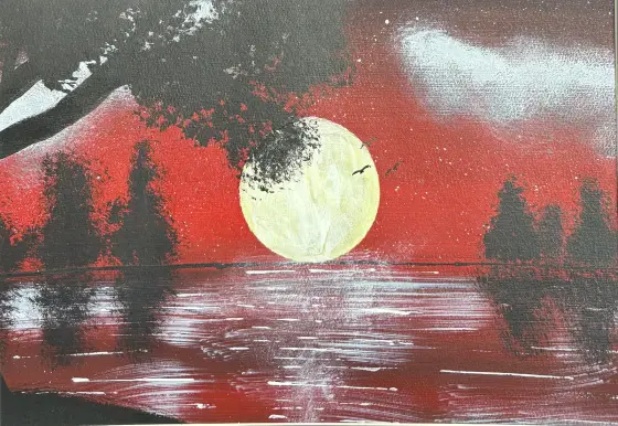 Röd natt - Acryl door Ann-Christin (Acmpainting) Martinsson