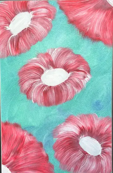 Röda blommor - Acryl door Ann-Christin (Acmpainting) Martinsson