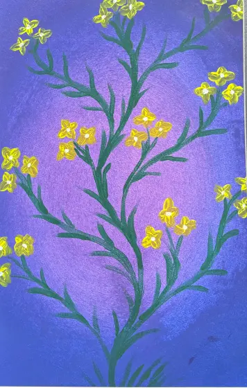 Tre små gula blommor - Acryl door Ann-Christin (Acmpainting) Martinsson