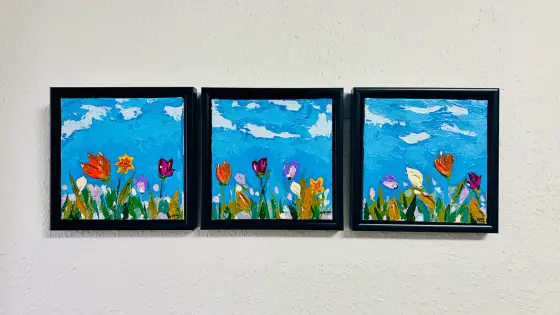 Farverig Fornemmelse af Sommerens Blomster - Akryl av Wasim Kiwan