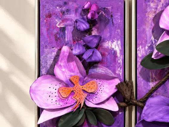 Orchid Reverie – Original 3D Floral Triptych thumbnail 4